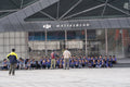 Students Group with Teachers at DJI Hasselblad Flagship Entrance OCT Harbour (SVA-26-0047)