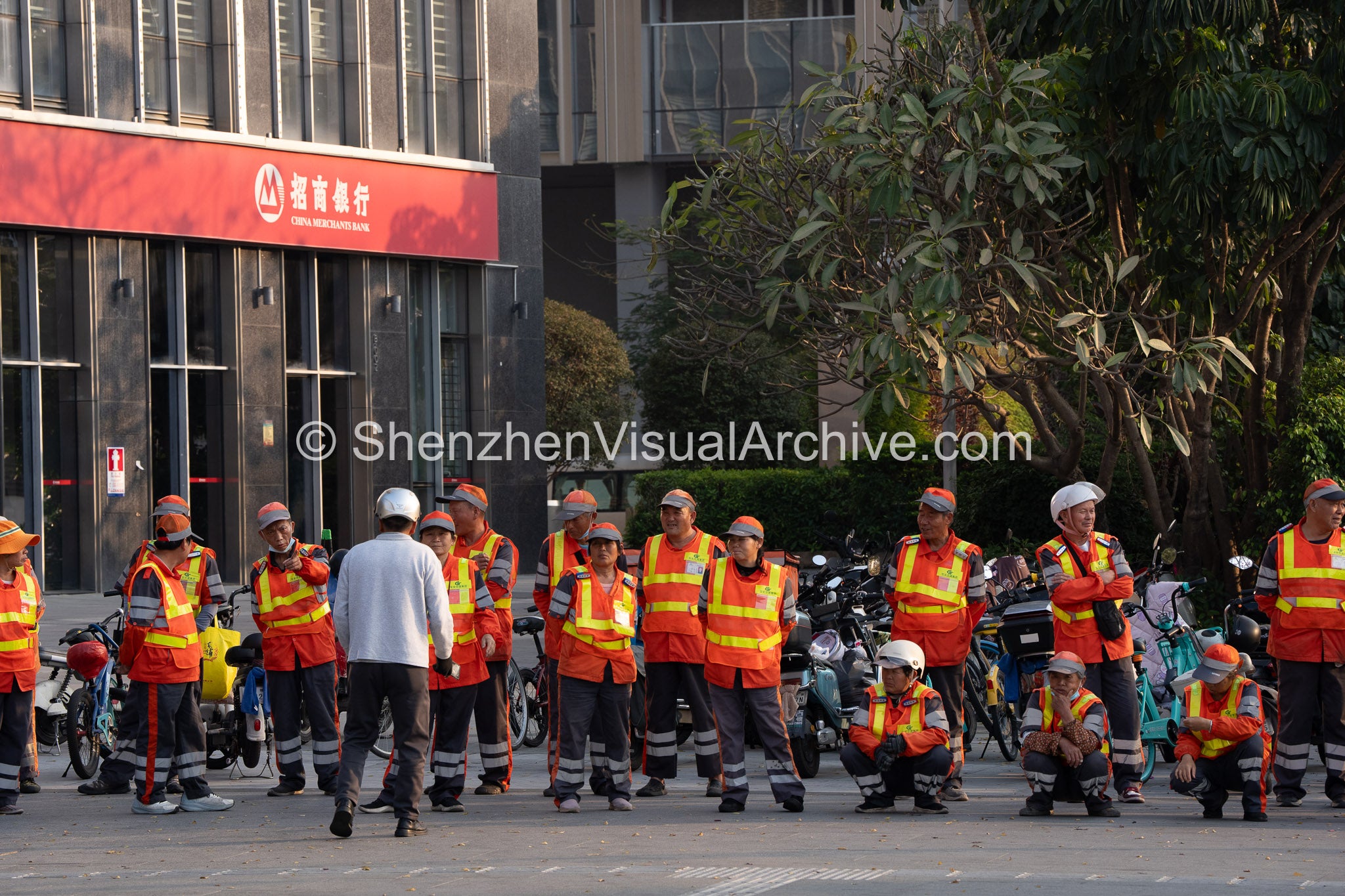 Municipal Labor: Sanitation Workers Assembled Outside the 2026 Bao'an Flower Fair (SVA-26-0080)