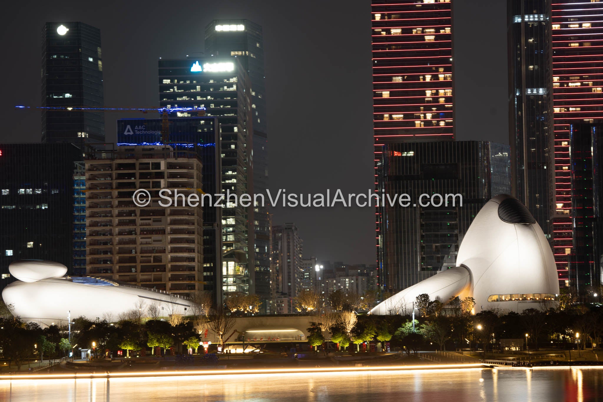 Twin Pavilions: Expanded Nightscape of Shenzhen Bay Cultural Plaza (SVA-26-0096)