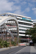 Campus Axis: Street-Level View of the School of Medicine and Arch Bridge (SVA-26-0120)