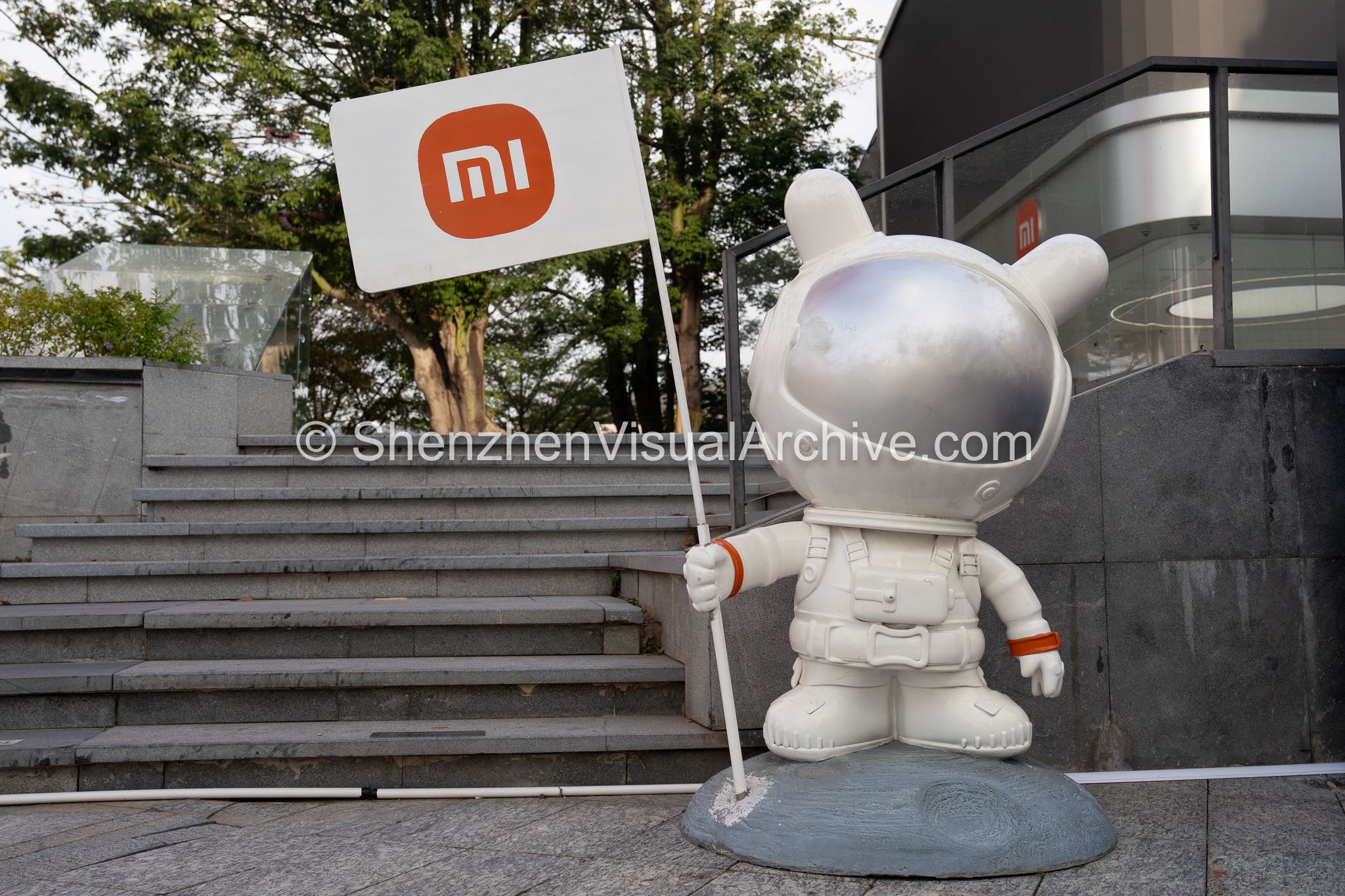 Brand Mascot: Mitu Astronaut Statue Outside Xiaomi Flagship at OCT Harbour (SVA-26-0173)