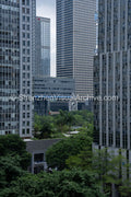 Urban Canyon: Framed Telephoto View of Shenzhen Stock Exchange Floating Platform in Futian CBD (SVA-26-0182)