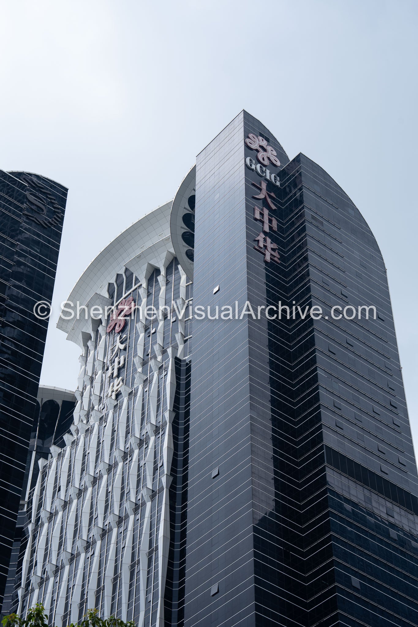 Futian CBD Architecture: Low-Angle Crown and Atrium View of Great China International Exchange Square (SVA-26-0202)